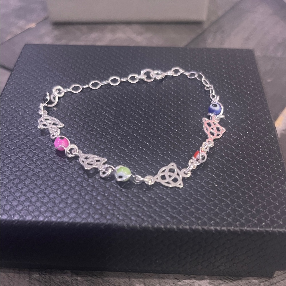 Silver Multicolor Charm Bracelet